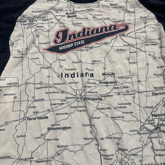 STATE OF MINE Indiana Map‎ AOP T-Shirt Size XL - Picture 2 of 8